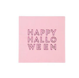 Happy Halloween Pink Cocktail Napkins
