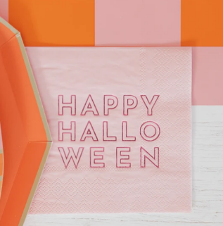 Happy Halloween Pink Cocktail Napkins