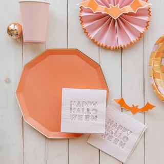 Happy Halloween Pink Cocktail Napkins