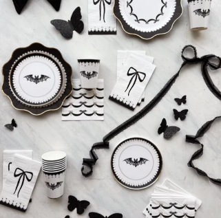 Elegant Halloween Dessert Lacy Bat Plates