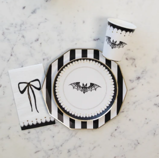 Elegant Halloween Dessert Lacy Bat Plates