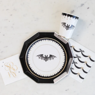 Elegant Halloween Dessert Lacy Bat Plates