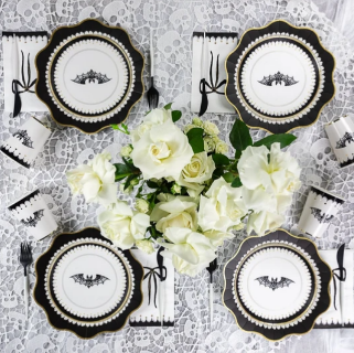 Elegant Halloween Dessert Lacy Bat Plates