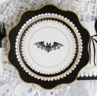 Elegant Halloween Dessert Lacy Bat Plates