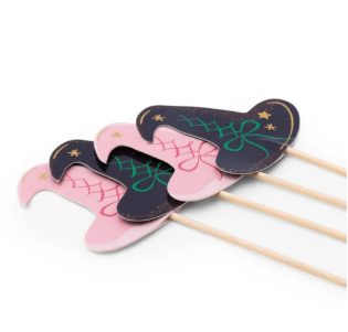 Pink & Black Witch Hat Cupcake Toppers