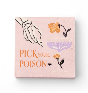 Floral Halloween Skulls & Spiders Cocktail Napkins