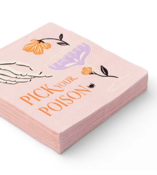 Floral Halloween Skulls & Spiders Cocktail Napkins