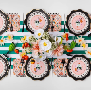 Floral Halloween Skulls & Spiders Dinner Napkins