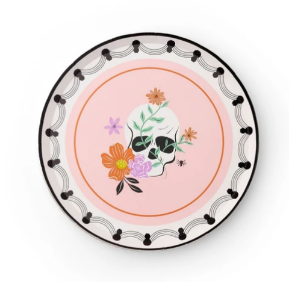 Floral Halloween Skulls & Spiders Dessert Plates