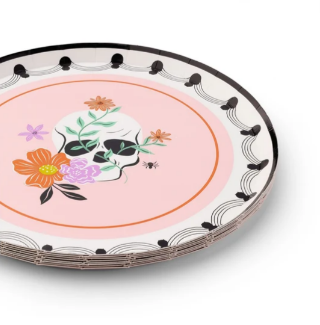 Floral Halloween Skulls & Spiders Dessert Plates