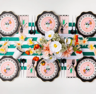 Floral Halloween Skulls & Spiders Dessert Plates
