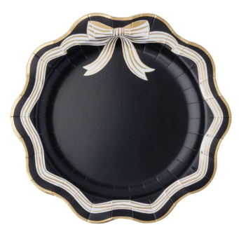 Elegant Black & White Bow Dinner Plates