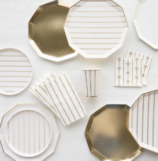 Gold Signature Stripe Cups