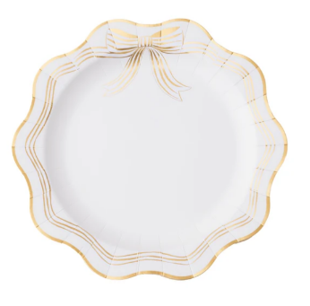 Elegant Cream & Gold Bow Dinner Plates
