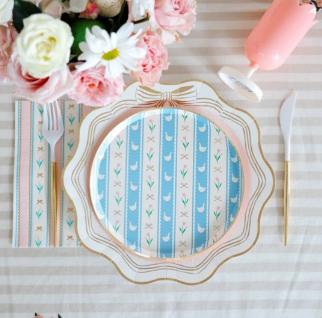 Elegant Cream & Gold Bow Dinner Plates