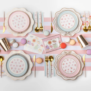 Elegant Cream & Gold Bow Dinner Plates