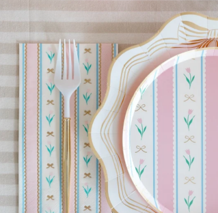 Elegant Cream & Gold Bow Dinner Plates