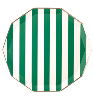 Emerald Green Signature Cabana Stripe Plates