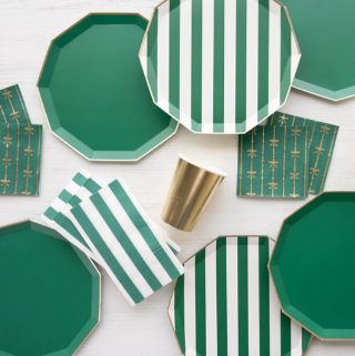 Emerald Green Signature Cabana Stripe Plates