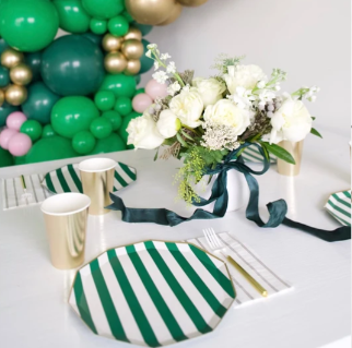 Emerald Green Signature Cabana Stripe Plates