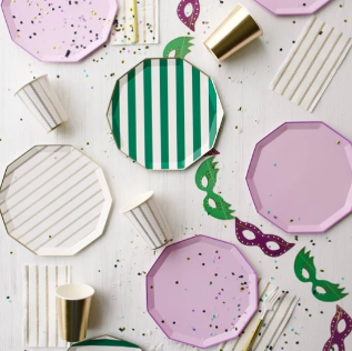 Emerald Green Signature Cabana Stripe Plates
