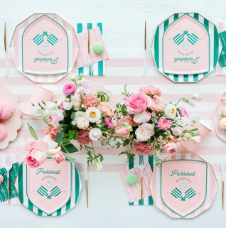 Emerald Green Signature Cabana Stripe Plates