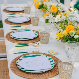Emerald Green Signature Cabana Stripe Plates