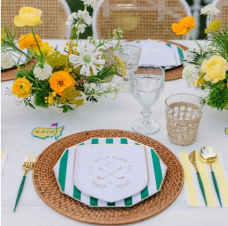 Emerald Green Signature Cabana Stripe Plates