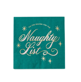 Naughty List Green Cocktail Napkins