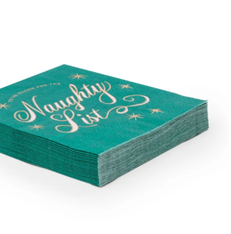 Naughty List Green Cocktail Napkins