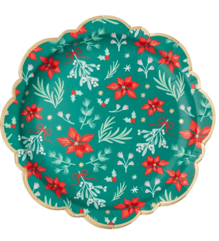 Christmas Floral Green Classic Dinner Plates
