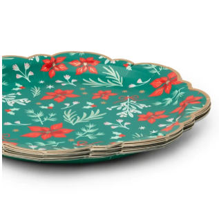 Christmas Floral Green Classic Dinner Plates