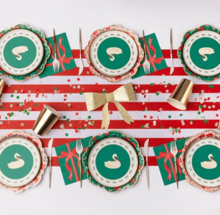 Christmas Floral Green Classic Dinner Plates