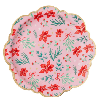 Christmas Floral Pink Classic Dinner Plates