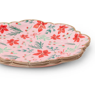 Christmas Floral Pink Classic Dinner Plates