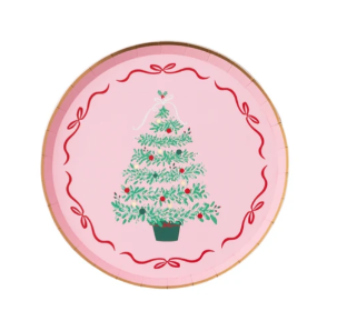 Pink Christmas Tree Dessert Plates
