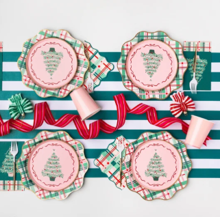 Pink Christmas Tree Dessert Plates