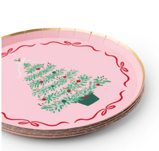 Pink Christmas Tree Dessert Plates