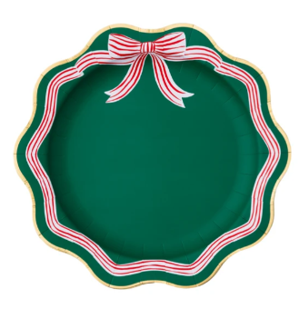 Elegant Green Peppermint Bow Dinner Plates