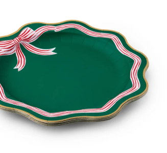 Elegant Green Peppermint Bow Dinner Plates
