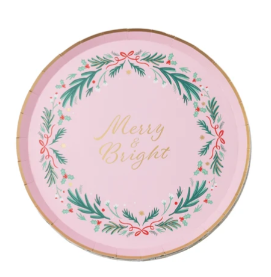 Pink Christmas Wreath Dessert Plates