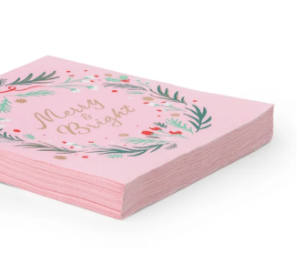 Pink Christmas Wreath Large Napkins