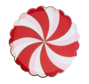 Christmas Peppermint Candy Small Scalloped Plates