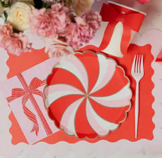 Christmas Peppermint Candy Small Scalloped Plates