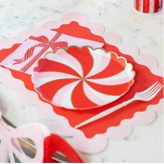 Christmas Peppermint Candy Small Scalloped Plates