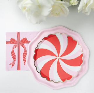 Christmas Peppermint Candy Small Scalloped Plates