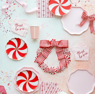 Christmas Peppermint Candy Small Scalloped Plates