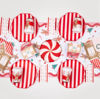 Christmas Peppermint Candy Small Scalloped Plates