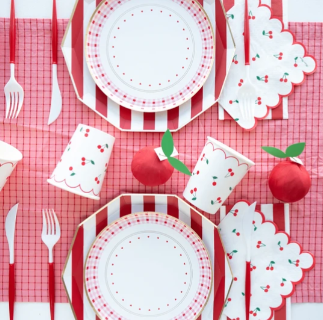 Cherry Red Signature Cabana Stripe Plates