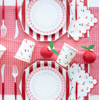 Cherry Red Signature Cabana Stripe Guest Towels